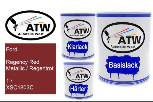 Ford, Regency Red Metallic / Regentrot, 1 / XSC1803C: 1L Lackdose + 1L Klarlack + 500ml Härter - Set, von ATW Autoteile West.